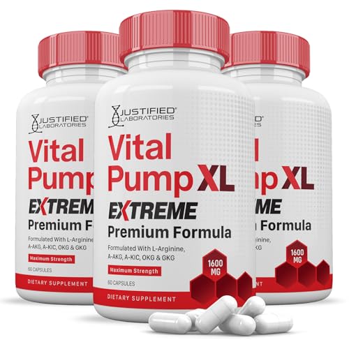 (3 Pack) Vital Pump XL Extreme Pills 1600MG Premium Formula Proprietary Blend for Men\'s Health 180 Capsules
