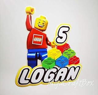 Lego 3D Inspired Cake Topper add Name and add Age Lego Birthday