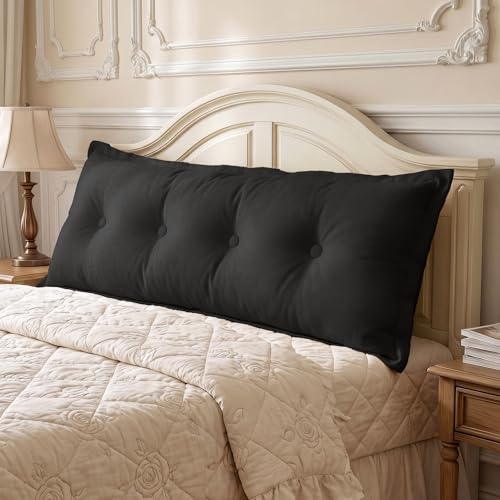 WOWMAX Headboard Pillow Full Dorm Reading & Body Pillow for Bedrest, Black
