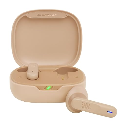 JBL Wave Flex, Wireless In-Ear Earbuds with IP54 and IPX2 Waterproof, TalkThru and AmbientAware Technology and 32 Hours Battery Life in Beige