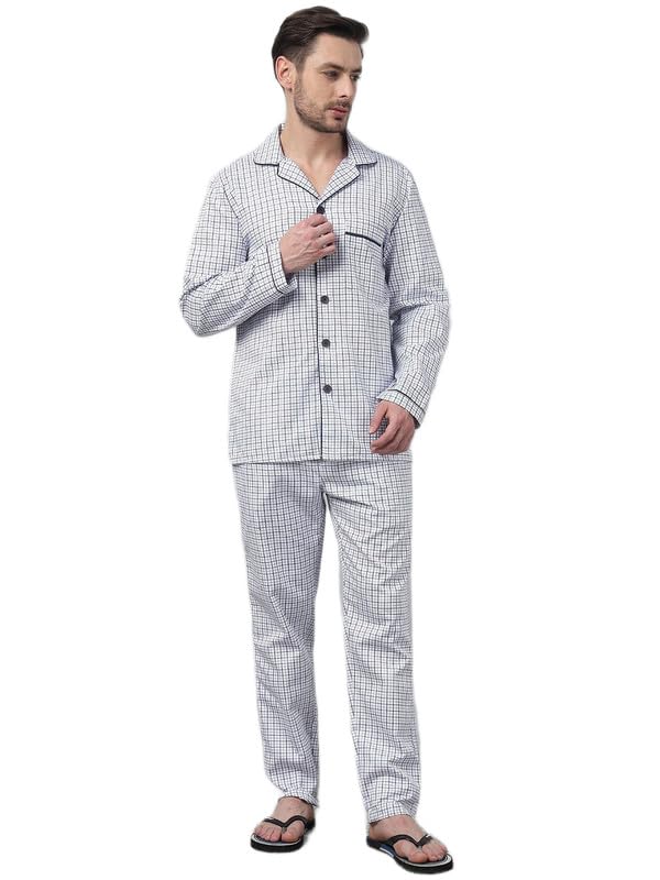 hancock White Men Checked Night Suit-picture-12