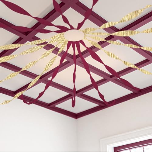 Image of 4 Crepe Paper Streamers Rolls, 328ft Pack of Burgundy and Gold Crepe Paper for Birthday Graduation Anniversary Party Decorations DIY Supplies for Flowers Making (1.8 inch x 82 ft /Roll)