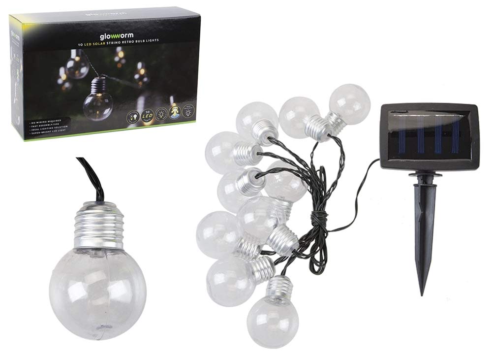 Elegant LED White Retro Bulb Solar String Lights - 4m - Durable Quality - Ideal for Outdoor Ambiance