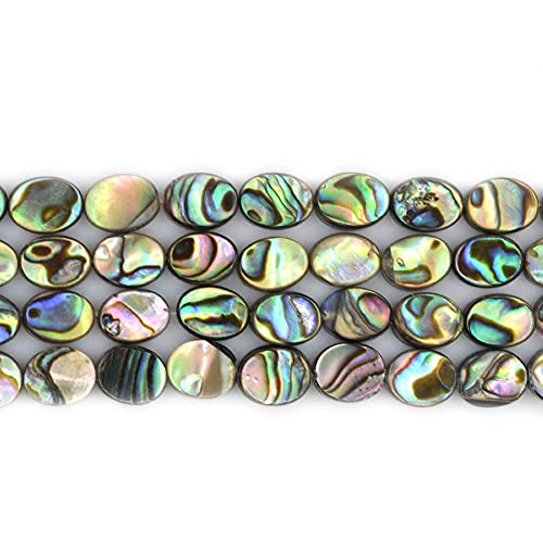 Justinstones Natural 8mm Abalone Shell Flat Oval Beads Strand 16 Inch Jewelry Making Beads …