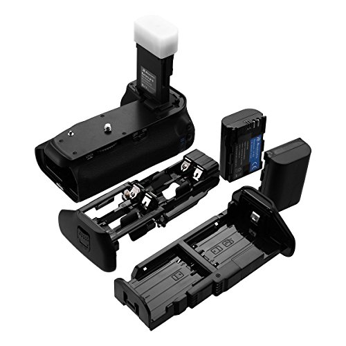 Powerextra BG-E14 Battery Grip + 2-Pack High Capacity 2600mAh LP-E6/LP-E6N Batteries with Infrared Remote Control Replacement for Canon EOS 70D/80D Digital SLR Camera