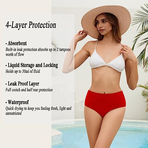 Image of Leoparts Period Swimwear Leakproof Bikini Bottoms Black High Waisted Coverage Swimsuit Bottom for Girls Teens Women