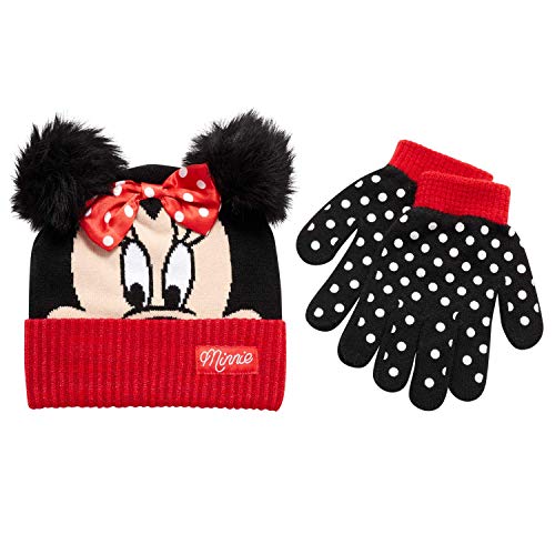 Ensemble bonnet Minnie Mouse Disney et gants pour fille 4-7 ans idée cadeau hiver