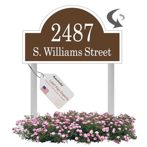 Reflective Yard Address Sign 911 Visibility - Custom Address Plaque Plate,House Number Yard Sign,House Numbers for Outside Lawn,Yard,Ground,Protective Coat with Long Stakes
