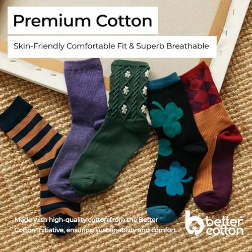 Women Daily Wear Cute Crew Socks Casual Aesthetic Cotton Socks for Women Girls 5 Pairs2