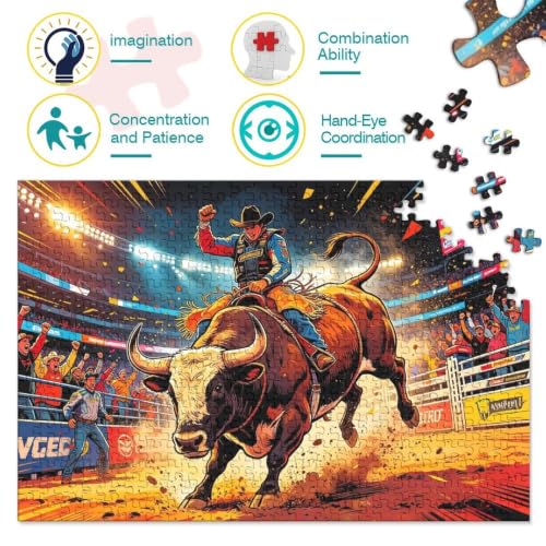 Rompecabezas de 1000 piezas de material reciclable con diseño de bull riding 3