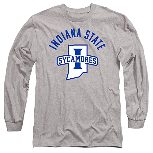 Indiana State University Official Ones Color Sycamores Logo Unisex Adult Long-Sleeve T Shirt, Athletic Heather, Large