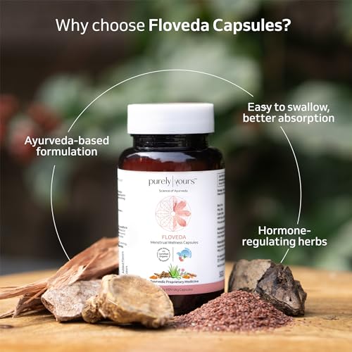 Image of Purely Yours FLOVEDA | Period Care Ayurvedic Capsules | Balances Hormones | Manages PCOS Symptoms like Dysmenorrhoea, Pigmentation & Acne etc | 60 Caps (Pack of 1)