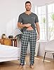 Bresdk Mens Short Sleeve Pyjamas Set with Check Pants Cotton Pjs Sets Lounge Wear Nightwear Sleepwear Dark grey 3XL #2