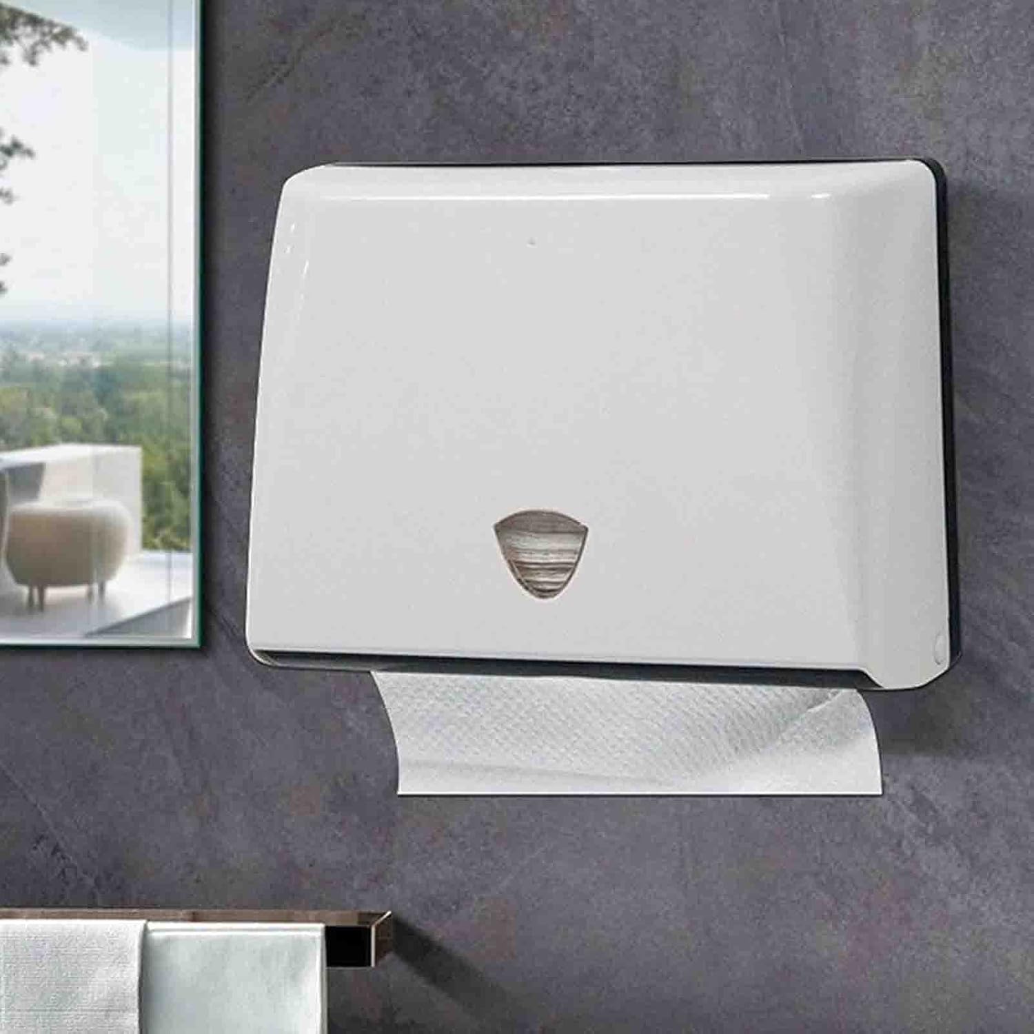 Useful Wall Mounted Hand Towel Dispenser Special Tissue Box Punch-Free Hand Towel Tray for Hotel Commercial Toilets Wall Mount (Silver)