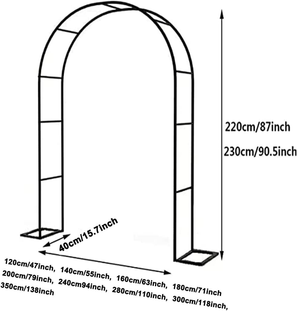 Arco Matrimonio Struttura Per Piante Rampicanti, Arco Da Giardino con base, 120cm 140cm 180cm 240cm 300cm 350cm Largo Pergole Per Esterno archi Per Fiori,350x220x40CM