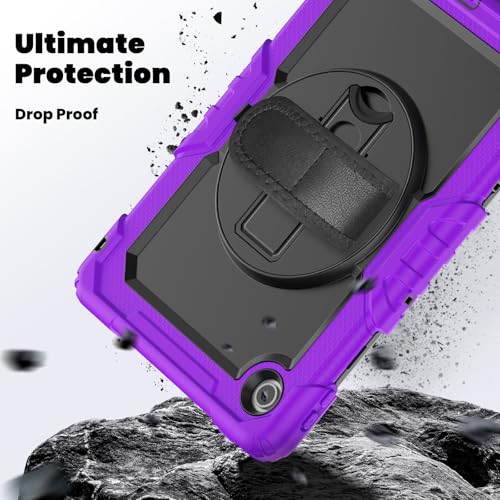 Coque antichoc Lenovo Tab 10.1 rotative avec béquille et sangle d'épaule violette - 3