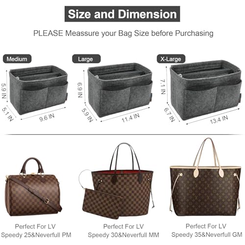 Image of Purse Organizer Insert, Handbag & Tote Organizer, Bag in Bag, Perfect for Speedy Neverfull and More