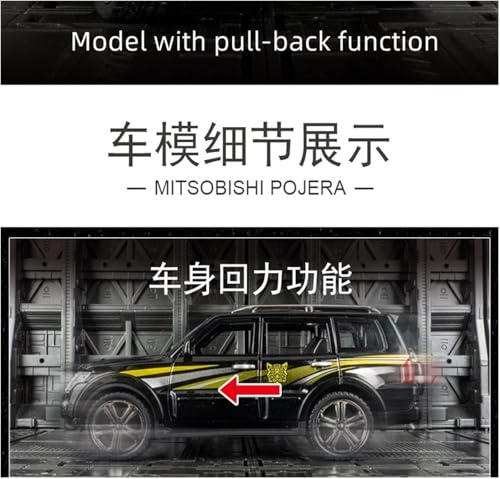 Image of 1:32 Scale Die-Cast Metal Pajjero with Openable Doors,Music,Lights & Pull Back Action (Black)