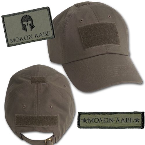Gadsden and CulpeperGadsden and Culpeper Molon Labe Tactical Hat & Patch Bundle (2 Patches + Hat), Olive, One size