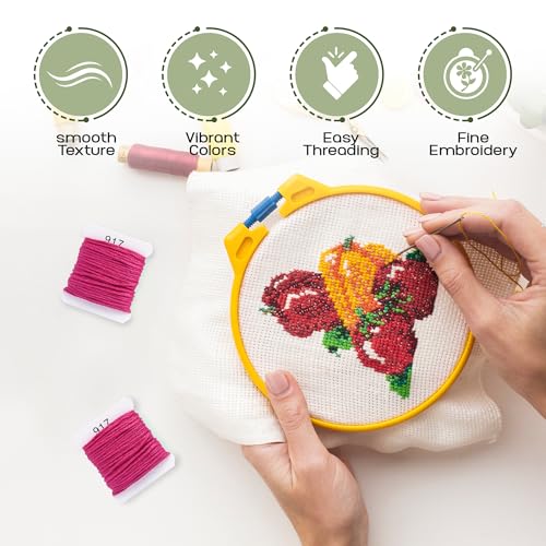 Image of Embroidery Floss Kit and Refills - Cotton Threads - DMC Color Coding for Cross Stitch, String Crafts, Friendship Bracelets