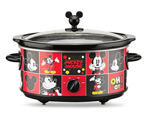 Disney DCM 502 Mickey Mouse Oval Slow Cooker with 20 Ounce Dipper 5 Quart RedBlack