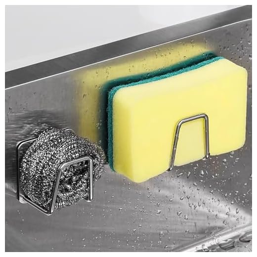 Sink Hook Kitchen Sponge Hanger Adhesive Wall Mount Holder for Dishcloth Brush Organizer Behind Faucet Cabinet Use(Silvery)