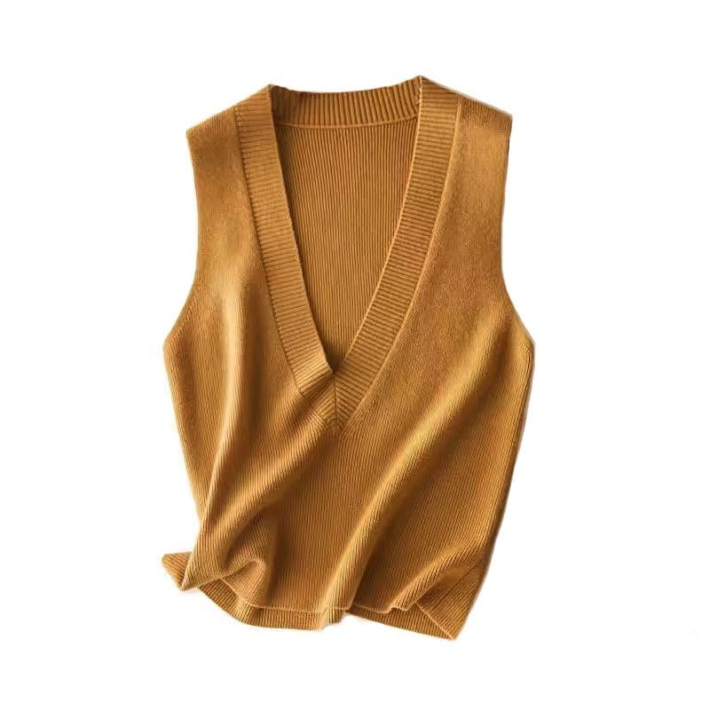 Womens Deep V Neck Sweater Vest Casual Knitted Tank Tops Sleeveless Sweater Ribbed Pullover Knitwear2