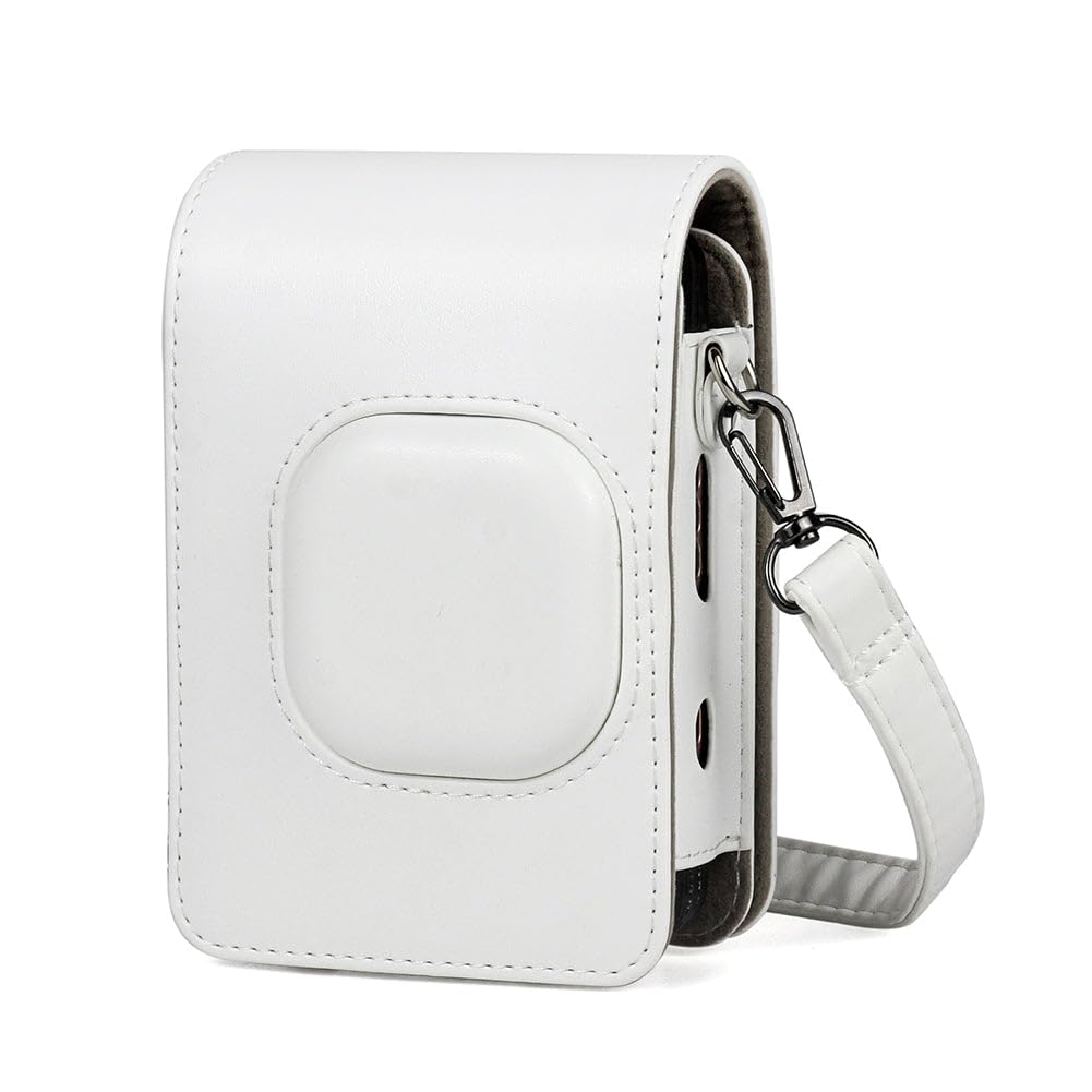 ZIKKON Protective Camera Case for Fuji-Film Insta-x Instant Mini Liplay Leather Bag with Adjustable Shoulder Strap- White-picture-21