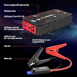 FNNEMGE Car Jump Starter 2000A Peak 21800mAh 12V Super Safe Jump Starter(Up to 8.0L Gas or 6.5L Diesel Engine), USB Quick Charge 3.0 (2000A/21800mAh) - 6
