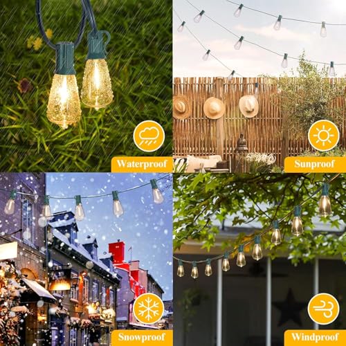 image for Brightever LED Outdoor String Lights 100FT with 52 Shatterproof ST38 V