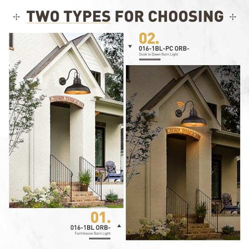 Image of zeyu 18 Inch Barn Light, Farmhouse Outdoor Sconces Wall Lighting, Outdoor Barn Light for Garden Garage, Oil Rubbed Bronze Finish, 016-1BL ORB