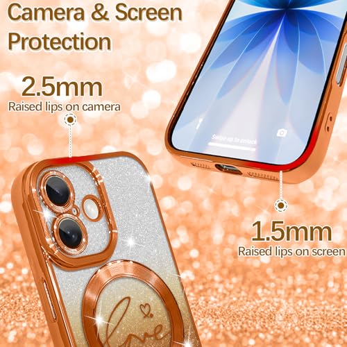 Image of ZIYE Magnetic Case Designed for iPhone 17 Glitter Case-Orange