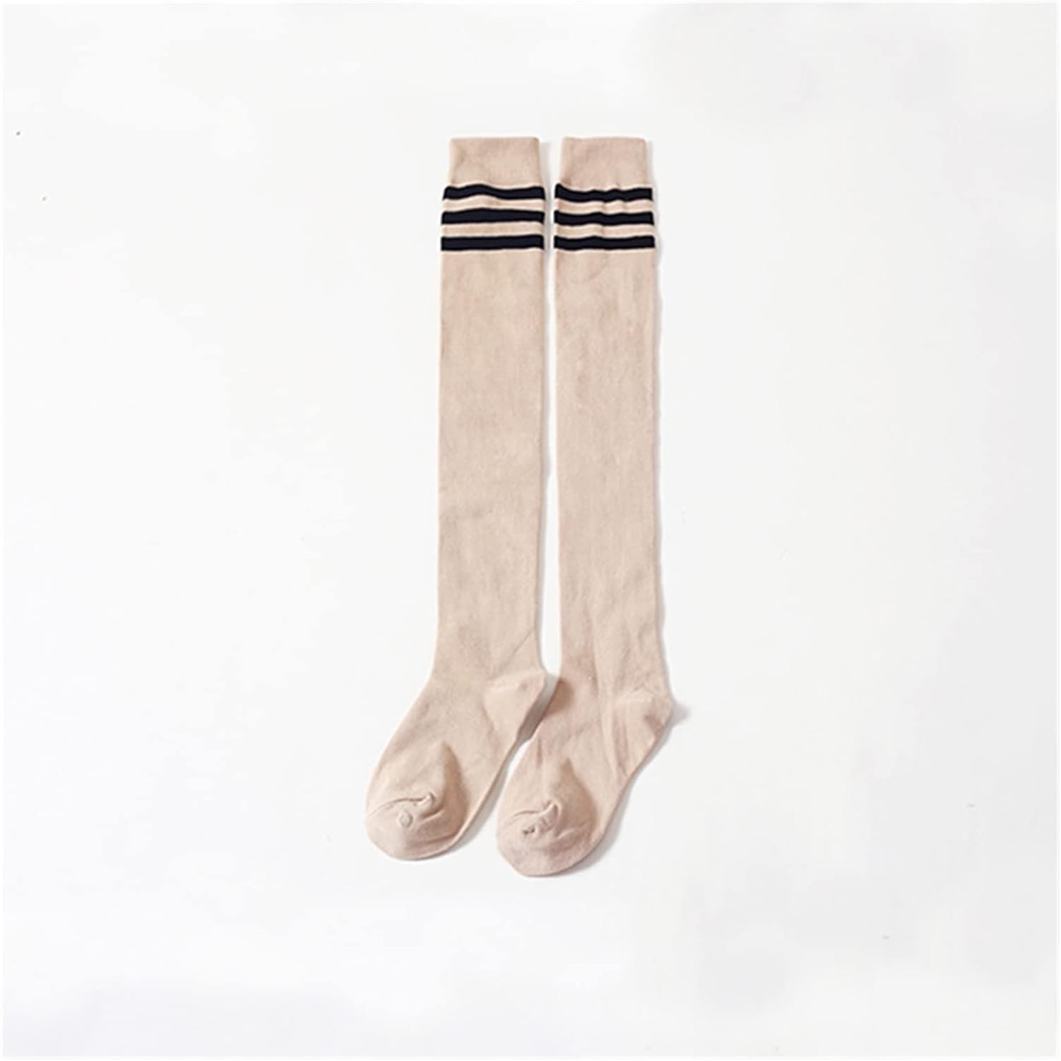 Women's Socks Thigh High Socks Rib Cuff Non-Slip Long Stockings Women Leisure Streetwear Three Striped Pattern Slim Socks Cotton 2 Pairs Women's Stockings(F)