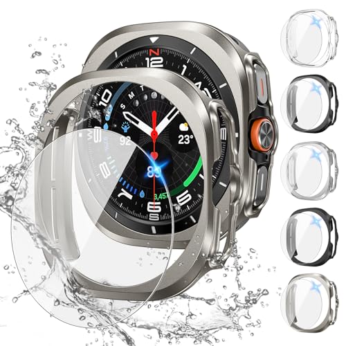 Image of Tensea [5+5Pack for Samsung Galaxy Watch Ultra 2025 / Galaxy Watch 7 Ultra 2024 47mm Accessories, Hard PC Bumper /HD Anti-Fog Tempered Glass Protective Film, Face Cover Set for Women Men