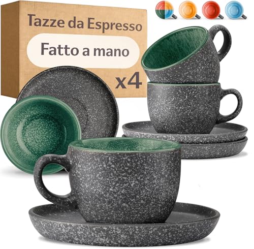 Regalo Ideale: Per una casa nuova, un compleanno o per gli amanti del caffè – questo set con smalto reattivo è fatto a mano, e ogni pezzo è unico.