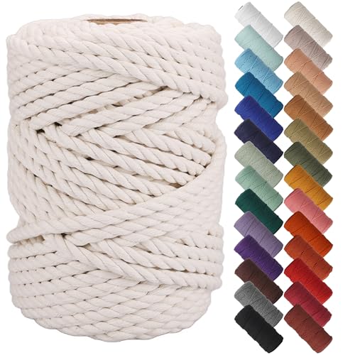 NOANTA Natural Macrame Cord 8mm x 54Yards, Beige Macrame Rope, Cotton Cord for Wall Hanging, Plant Hangers, Christmas Crafts, Knitting