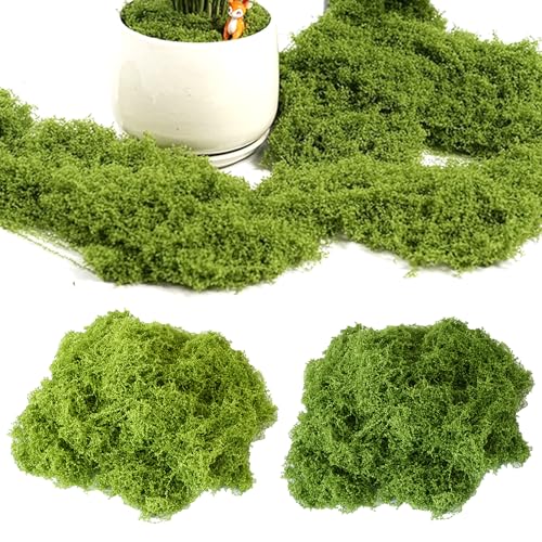 MaNeaz 60G Musgo Artificial Decoracion Musgo Artificial Para Belenes Musgo Para Plantas Para Hacer Modelos Decorativos De Acuarios (Verde Oscuro 30G + Verde Claro 30G)