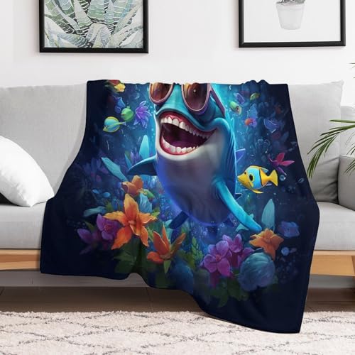 Couverture polaire requin pour cocooning sur canapé et lit douillet