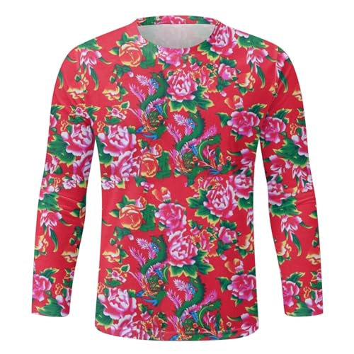 Chemise décontractée masculine imprimé floral rose S - 4