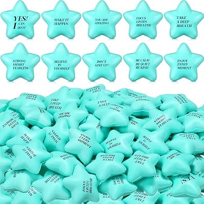 Sotiff 100 Pack Star Stress Balls Bulk for Adults Kids Stress Relief Balls with Motivational Quotes Mini Inspirational Foam Squeeze Gifts Party Favors Toys for Anger Fidget Relief(Blue)