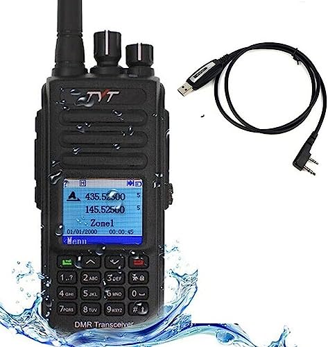 TYT MD-UV390plus 5W Digital Dual Band VHF UHF DMR Radio Waterproof IP67 Walkie Talkie with Programming Cable
