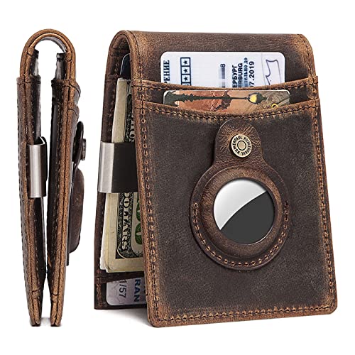 Portefeuille AirTag anti-perte en cuir avec blocage RFID pour homme