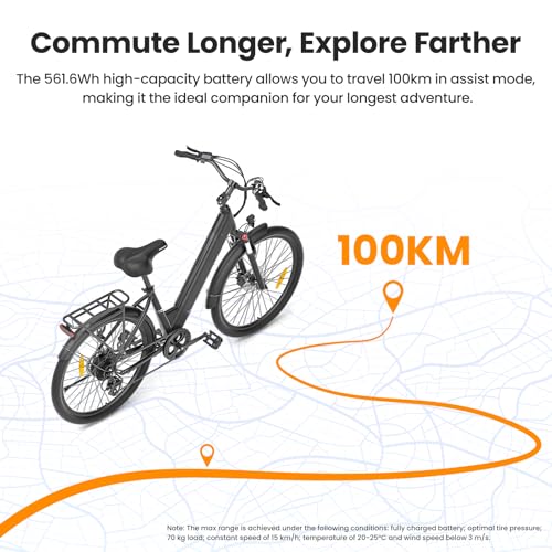 Touroll J1 ST/J1 Pro 27,5" E-Bike für Erwachsene, Elektrofahrrad Trekkingrad E-Bike Herren Damen mit 36V 15.6Ah Akku,100km Reichweite, 250W, E-Fahrrad mit 7-Gang-Getriebe, Pedelec Citybike (J1 Pro) – Bild 4