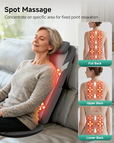 Image of Snailax Back Massager for Full Back Pain Relief Deep Tissue, Long Track Dual 3D Shiatsu Rollers 3 Height Settings Foldable Massage Chair Pad with Heat, Vibration Heated Seat Cushion, Gifts for Mom Dad