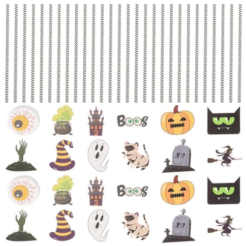 Pitillos de Papel Tema Halloween 24 Unidades Diseño Calabaza miniatura 1