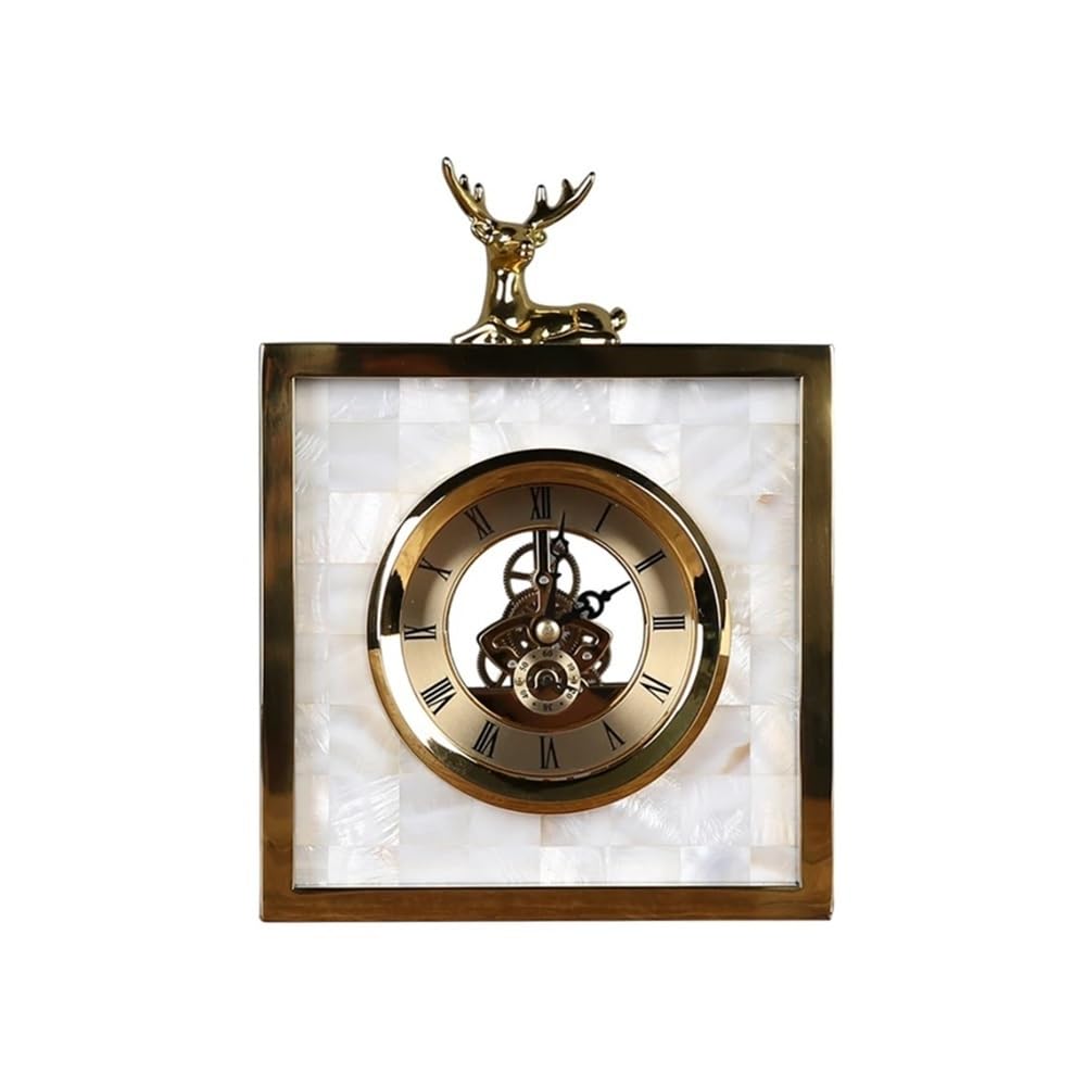 B3F7M4R9J2 Table clock Luxury Simple Deer Head Clock Living Room Fashion Metal Creativity Desk Mute Home Decoration