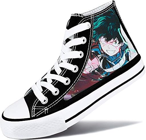 Roffatide Anime My Hero Academia Zapatillas Altas de Lona Zapatos Planos Estampados Zapatos de Skate con Cordones Talla Unisex Negro C 43 | Ya disponible en tu tienda friki favorita! En mundofriki.es!