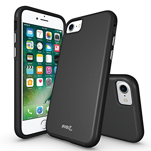 iPhone 7 case, MoboZx [Premium Texture] [Tempered Glass Screen Protector Included] Dual-Layer Slim Protective Anti-Slippery Scratch-Resistant Shockproof Bumper for Apple iPhone 7 (2016) (Black)