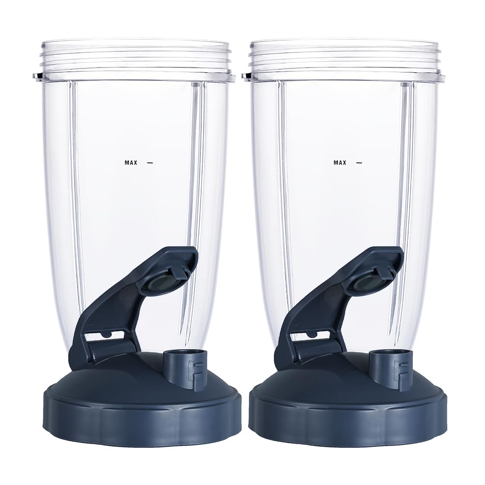 Blender Replacement Parts, 24OZ Cup with Flip Top To Go Lid, Compatible with Nutribullet 600W 900W Blenders (2 Pack)