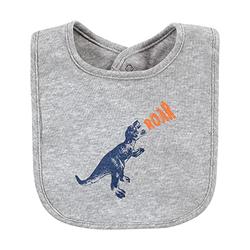 Image of Hudson Baby Unisex Baby Cotton Bibs, Dino Roar, One Size
